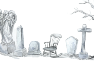 Illustration of graveyard.